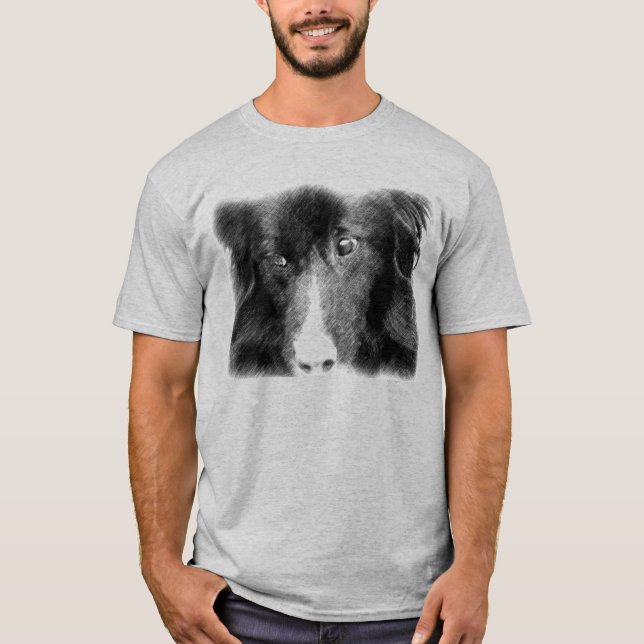 Black Gräns Collie Animal Art T Shirt (Framsida)