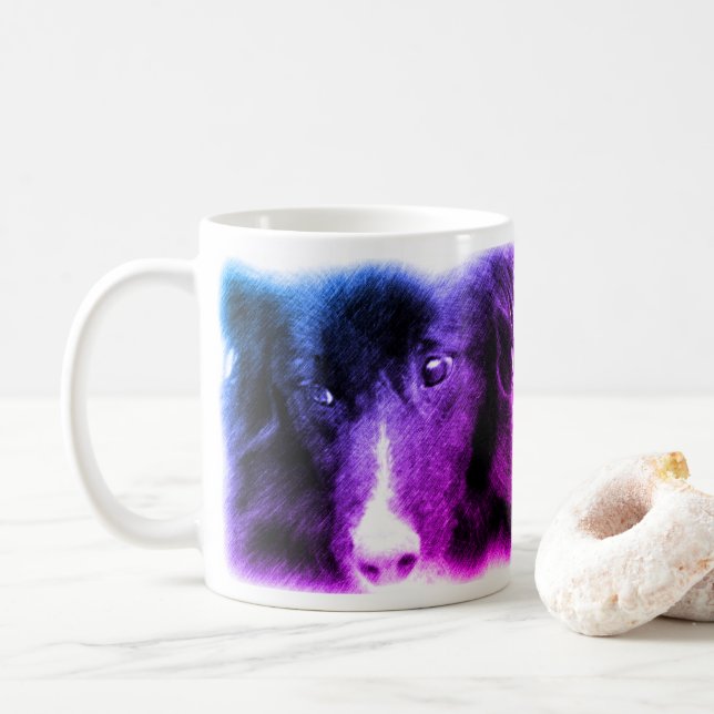 Black Gräns Collie Tint Animal Art Kaffemugg (Med munk)
