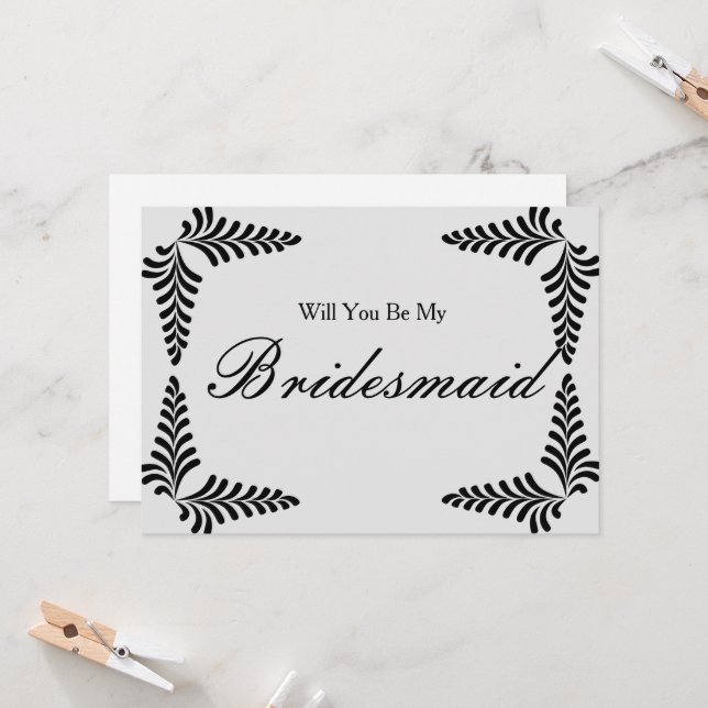 Black Gräns Confetti.. blir du min Bridesmaid Inbjudningar (Fram/Back In Situ)