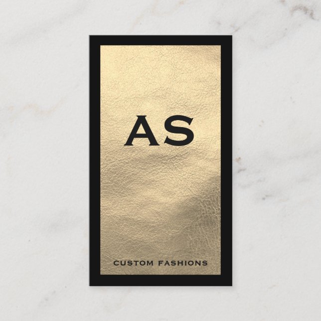 Black Gräns Faux Leather Visitkort (Framsida)