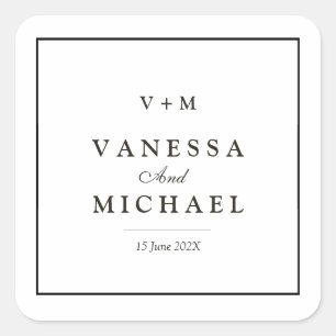 Black gräns, unikt bröllop fyrkantigt klistermärke