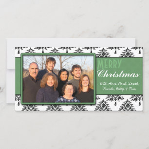 Black Gräs Damask Grönt Trim God jul Julkort