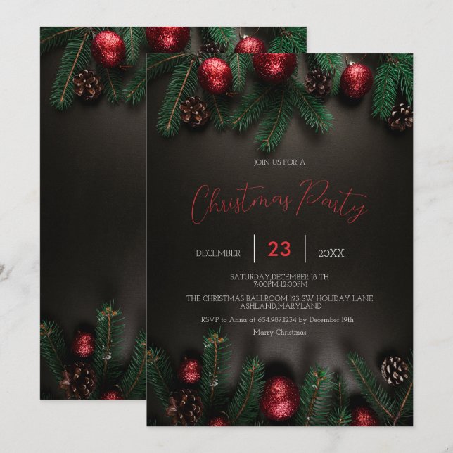 Black, Gräs Träd Gren, inbjudan till prydnadsförem (Fram/baksida)