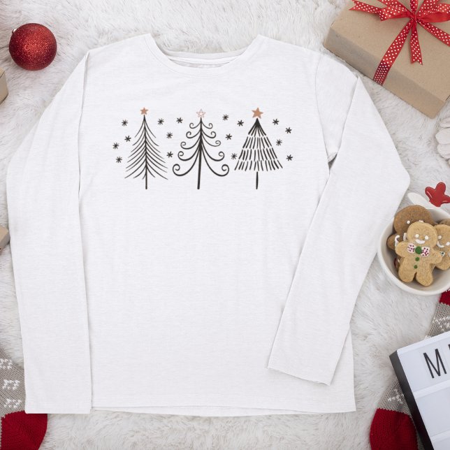 Black Gräs Träd Winter Modern jul T Shirt (Skapare uppladdad)