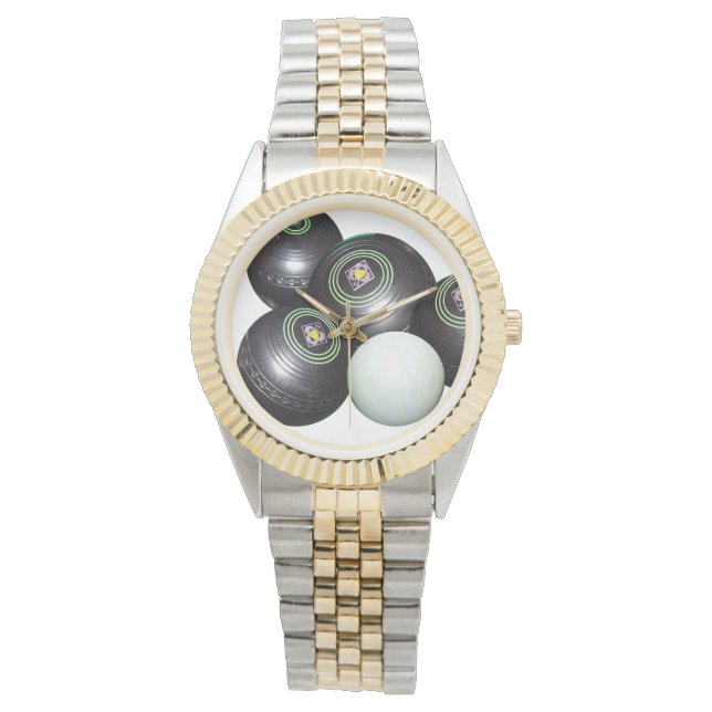 Black Gräsmatta Bowls och Kattunge Armbandsur (Framsida)