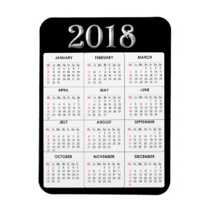 Black Grått 2018 Calendar Refrigerator Magnet