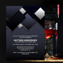 Black Grått 21st Cocktail-Födelsedagsfest Inbjudningar