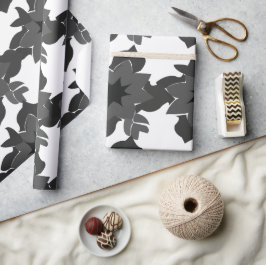 Black Grått Abstrakt Blommigt Bröllop Förlovning Presentpapper