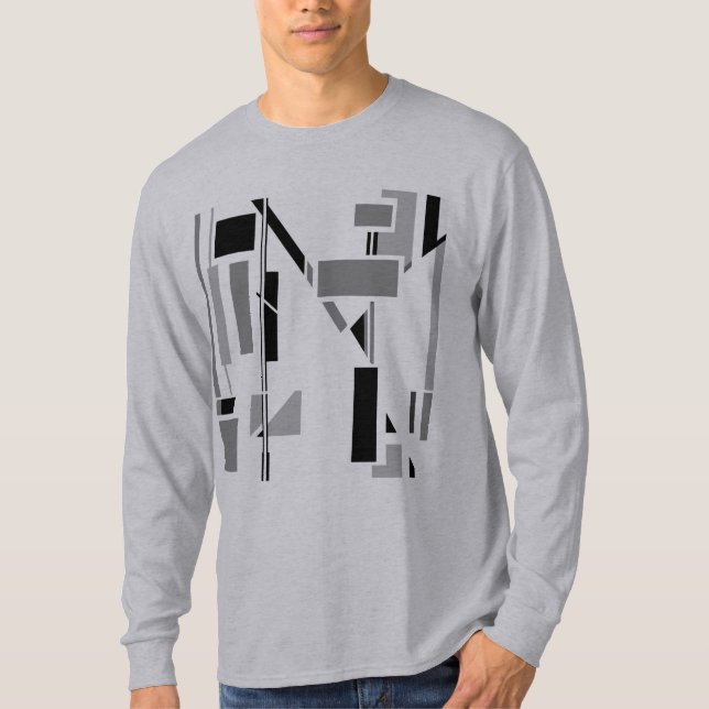 Black Grått Abstrakt Electrodes Geometric Southwes T Shirt (Framsida)