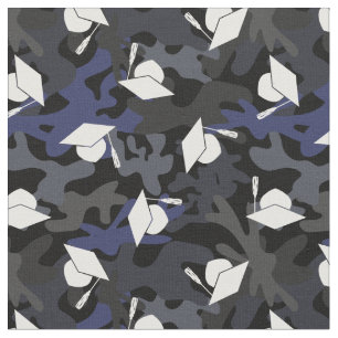 Black Grått Blue Camo Mönster Studenten Tyg