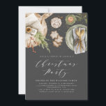 Black Grått Boho Watercolor jul Party Middag Inbjudningar<br><div class="desc">En modern,  rustisk elegant-middag i party,  svart grått-inbjudan med vattenfärgade bord-scen i tallrikar,  skärskivor,  presenter,  ljus,  choklad i hett och botaniskt lövträ ge en vintage i härden.</div>