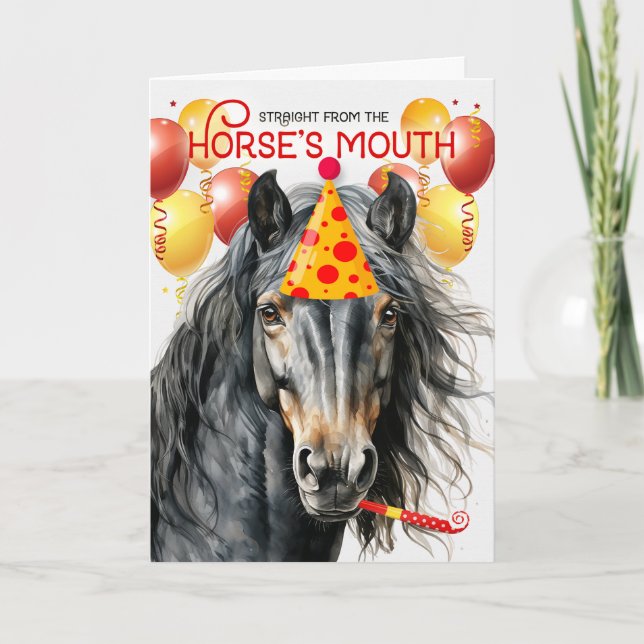 Black Grått Brown Horse Funny Birthday Kort (Framsida)