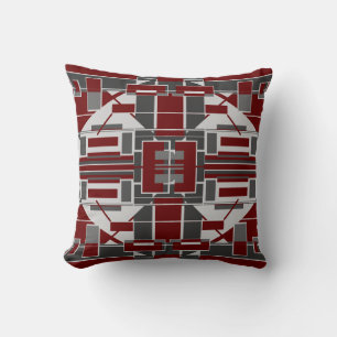 Black Grått Burgundy Mosaic Abstrakt labyrint Kudde
