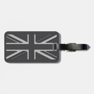 Black & Grått Carbon Fibre UK Flagga Union Jack Bagagebricka