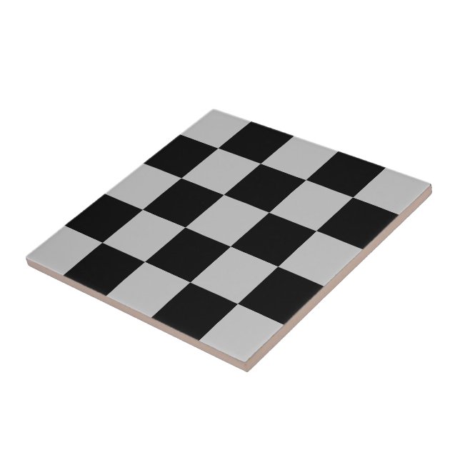 Black Grått Check Ceramic Tile Kakelplatta (Sidan)