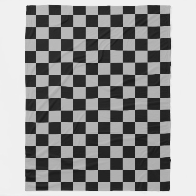 Black + Grått Checkerboard Mönster Fleecefilt (Framsidan)