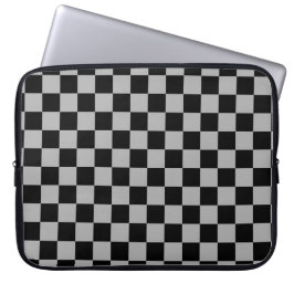 Black + Grått Checkerboard Mönster Laptop Fodral