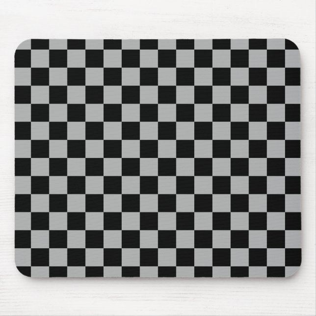 Black + Grått Checkerboard Mönster Musmatta (Framsidan)