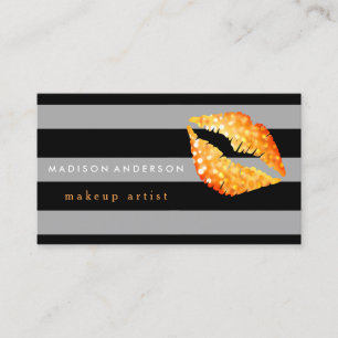 Black & Grått Chic Guld Läppar - Makeup Artist Visitkort