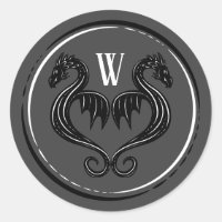 Black Grått Dragon Monogram Fantasy Bröllop