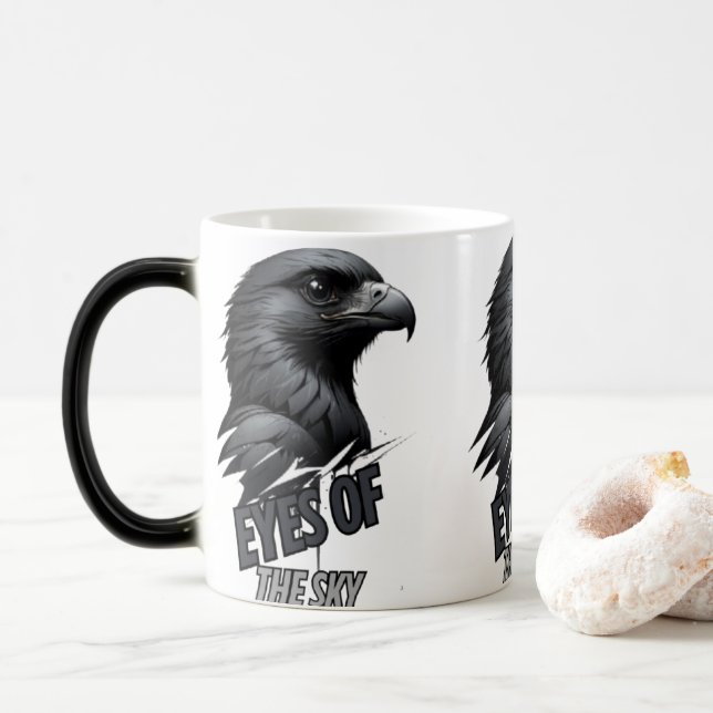 Black Grått Eagle Line Art Magisk Mugg (Med munk)