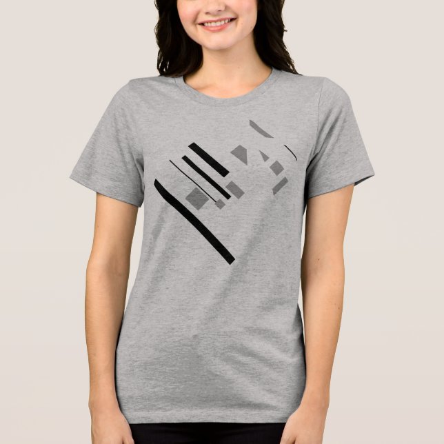 Black Grått Geometric Shapes Diagonal MCM-inspirer T Shirt (Framsida)