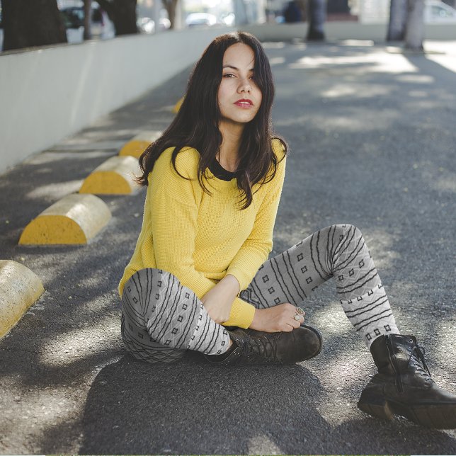 Black Grått Gradient Mönster Leggings (Skapare uppladdad)