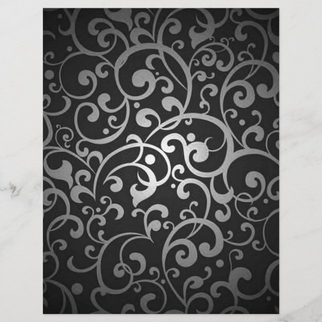 BLACK GRÅTT GRÅTT SILVER DIGITAL SWIRLS RANDOM ABS REKLAMBLAD (Framsidan)