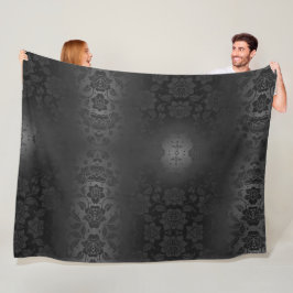 Black Grått Grått Silver Flowers Blommigt Elegant Fleecefilt