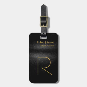 Black Grått Guld Färg Monogrammed Modern Plain Bagagebricka