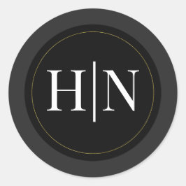 Black Grått Guld Modern Minimal Elegant bröllop Runt Klistermärke