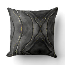 Black Grått Guld Streaks Abstrakt Dekorativ kudde