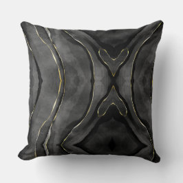 Black Grått Guld Streaks Abstrakt Dekorativ kudde