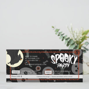 Black & grått Halloween-taloky Party Biljett Spara Datumet