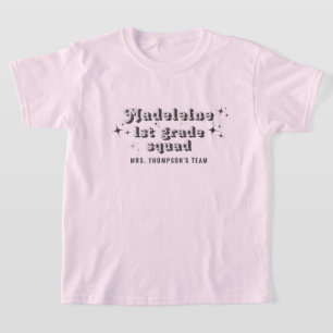 Black Grått Lärare Namn Team Squad valfri Klass T Shirt