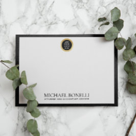 Black Grått Leather Guld Square Logotyp Namn Anteckningskort