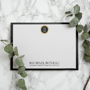 Black Grått Leather Guld Square Logotyp Namn Anteckningskort