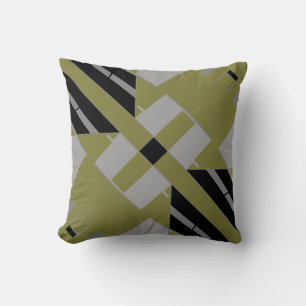 Black Grått Light Olive Mediterranean Art Diagonal Kudde