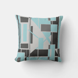 Black Grått Light Teal Boxes Abstrakt labyrint Kudde