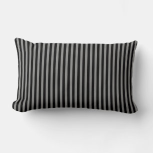 Black Grått Lodrät Rand Stripe Mönster Chic Lumbarkudde