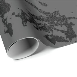 Black Grått Marble Silver Abstrakt Strokes Caracol Presentpapper