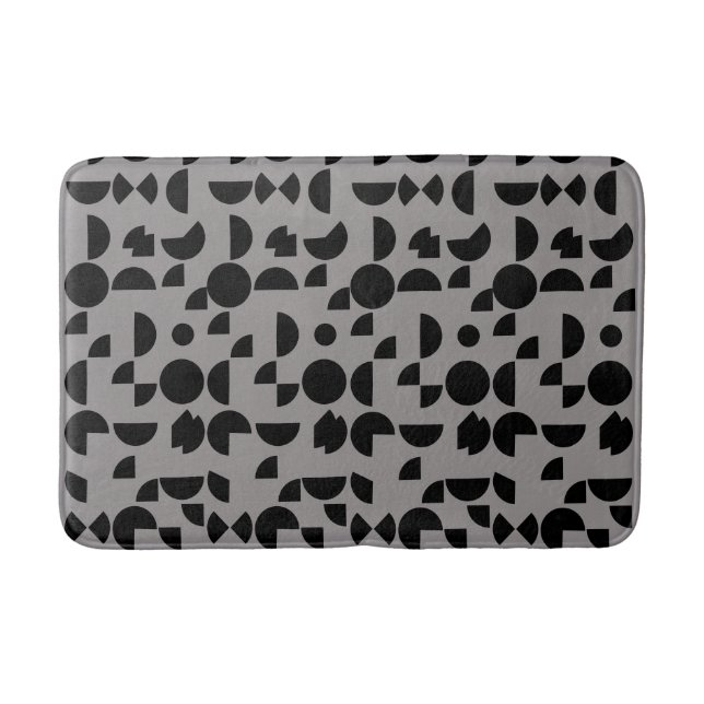 Black Grått Modern Elegant Geometric Tribal Badrumsmatta (Framsidan)