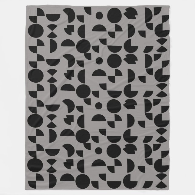 Black Grått Modern Elegant Geometric Tribal Fleecefilt (Framsidan)