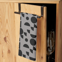 Black Grått Modern Elegant Geometric Tribal Kökshandduk