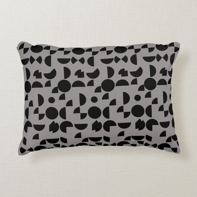 Black Grått Modern Elegant Geometric Tribal Prydnadskudde (Framsidan)