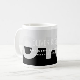 Black Grått Modern Professionell Namn-kaffe Mugg