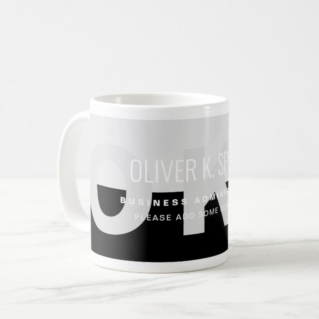 Black Grått Modern Professionell Namn-kaffe Mugg (Framsida vänster)