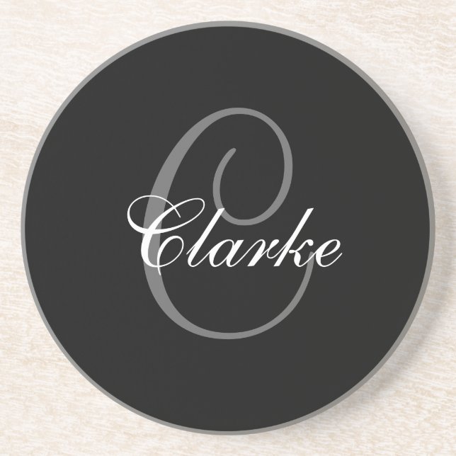 Black Grått Monogram C Bröllop-årsdagen Underlägg (Framsidan)