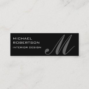 Black Grått Monogram Inredingsdesign Affärskort Mini Visitkort