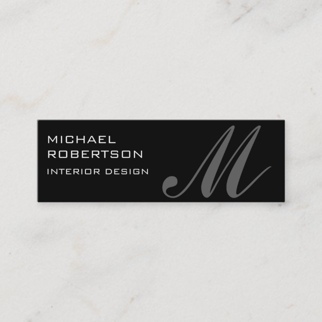 Black Grått Monogram Inredingsdesign Affärskort Mini Visitkort (Framsida)